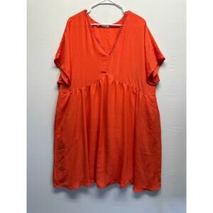 Chicsoul Oversized Bright Orange Babydoll Flowy Dress Size‎ 2XL Feminine NWOT